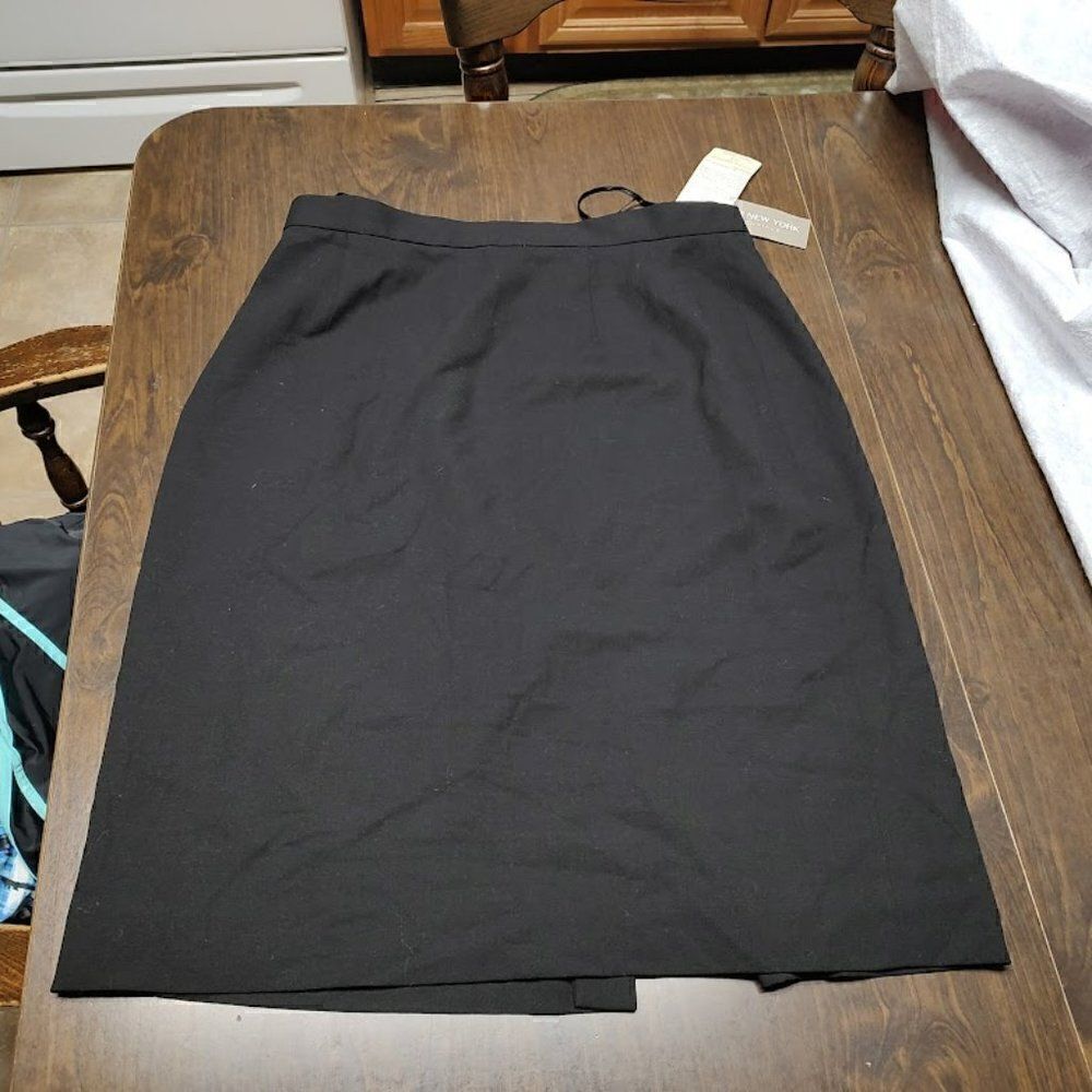 New Jones New York Black Pure New Wool Skirt Size Women's 14